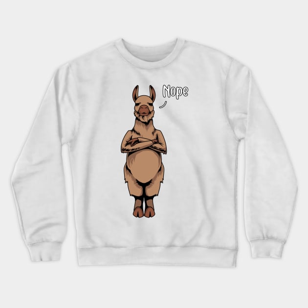 Llama nay-sayer - Nope Crewneck Sweatshirt by Modern Medieval Design